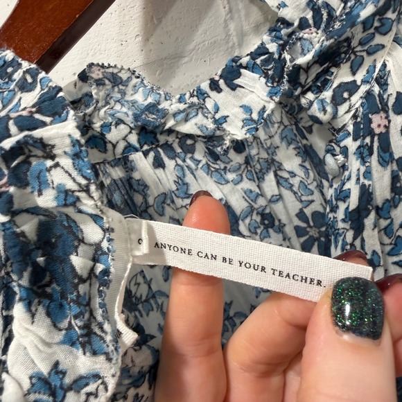 Apiece Apart Victoria Mock Dress Navy Blue Potpourri Sz Floral Ruffle Mini Slip - Picture 14 of 16